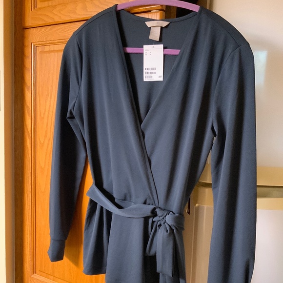 H&M Dark Teal Wrap Top - Picture 3 of 6